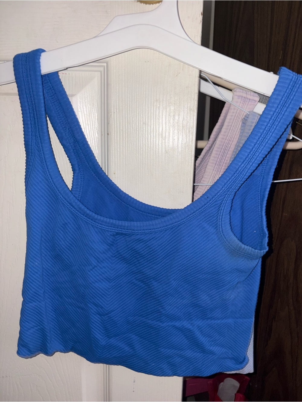 Ribbed Crop Tank Top in Bright Blue